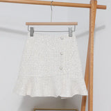 Small Autumn And Winter Short Skirts Buckle Lotus Leaf Side Fishtail Skirt Anti-Snude Coarse Flowers, Hip Half Skirt
