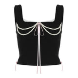 Court Lace Lakeside Waistband Little Sexy Pure Desire Girl Sling Vest 2024 Spring And Summer New Style-Outfit