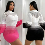 Autumn New Multi-Colored Hollow Knitted Dress Personality Loose Beach Sunscreen Women