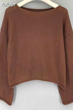 Spring Korean Style Loose Casual Knitted Blouse Women New Chic Curl Solid Short Tops O-neck Pullover Fashion Blusa