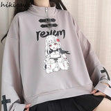 Hoodies Women Harajuku Half High Collar Long Sleeve Tops 2023 Ropa Mujer Fashion Cartoon Anime Print Sweatshirts 27i669-Outfit