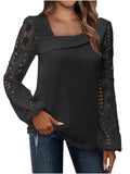 Women's Wear 2024 Spring And Autumn Fashion Elegant New Lace Spliced Knitted Blouse-Outfit
