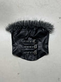 Style Hottie Sexy Hair Collar Leather Wrapped Breast Metal Buckle Design Girdled Waist Repair