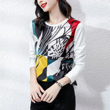 style Women's shirts Casual silk Tshirt Tops T Shirt Basic bottoming shirts Ladies o-neck Long Sleeve Tee