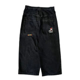 New High Street Hiphop Hip Hop Brand Printed Jeans Men's Straight Baggy Wide-Legged Pants-Outfit