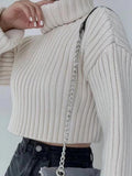 Women Turtleneck Short Knitted Sweater Female Fashion Long Sleeve Solid Basic Pullover 2022 Autumn Thick Warm Jumper