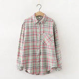 Cotton Plaid Shirt Women 2020 Autumn New Long Sleev Blouse Loose Tops and Blouses Office Style Ladies Clothes
