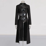 Fashion Personality Trench Coat Women 2025 Spring New Trend Hollow Bare Waist Metal Buckle Design Long