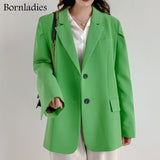 High-quality Office Ladies Loose Green Blazer 2021 Spring Summer Fashion Notched Collar Single-breasted Suits