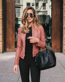 Jacket Women Coat Jacket PU Leather Fashion Short Coat Thin Female Jacket Coat Outwear