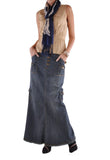 Slim Fit Multi-pocket Denim Skirt Hip-wrapped Long