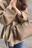 Sweater Jackets Women's Clothing Bandage Temperament Sueter Mujer Loose Casual Knitted Cardigan Y2k Tops Pull