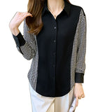 patchwork print ladies shirts Women's Blouses 2021 Spring Autumn Long Sleeve Shirts Tops Blusas
