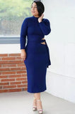 Turtleneck Cut Out Mature Midi