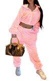 Casual Hoody Crop Top and Pants Matching 2PC