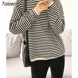Autumn Winter New Korean Version Casual Lazy Style Pullover Striped Sweater Women Loose Top