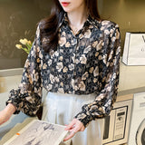 chic ladies shirts Fashion printing women blouses 2022 Spring autumn causal lantern sleeve blouses mujer