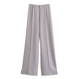 New Double-Sided Round Collar Blouse 3641859 Elastic Casual Trousers