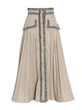 Casual Skirt For Women High Waist Loose Patchwork Midi Skirts Female Korean Fashion Summer Clothing Style New