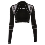 Sisterlinda Elastic Cool Matching Sets Long Sleeve Cropped Top And Pants 2 Piece Suits Women Clothing Striped Sportswear