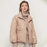 Aachoae Women Winter Solid Puffer Jacket With Pockets 2021 Single Breasted Thick Warm Coat Long Sleeve White Duck Down