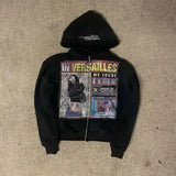 VERSAILLES Black Zipper Hoodie Casual Zipper