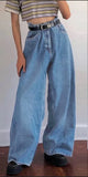 trendy wide-leg pants classic high-waist denim flared