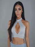 Hot Women Sexy Off Shoulder Bustier Tank Vest Tube Crop Tops Bodycon Solid Clubwear Hole Strapless Bra Tank Vest Outwear-Outfit