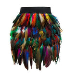 Costume Jazz Dance Luxury Peacock Feather Skirt Stage Dress Irregular Skirt-Outfit