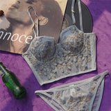 Embroidery Lace Flowers French Underwear Sexy Body Shaping Push Up Bra Set Romantic White Lingerie Bras and Panties