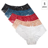 5 pcs/pack ! Ultra Thin Lace Panties Mid Rise Soft Women Brief Hollow Transparent