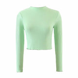 spring and autumn women's clothing new simple temperament goddess solid color round neck long sleeve