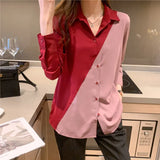 patchwork printing ladies shirts Women's chiffon Blouses 2021 Spring Autumn Long Sleeve Shirts Tops Blusas