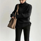 2021 Autumn Winter Loose Turtleneck Pullover Basic Warm Sweater for Women Korean Soft Kniited Solid Sweater