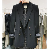 VAREY LIN New Spring Autumn Vintage Women Long Sleeve Solid Blazer Office Ladies Notched Collar Double Breasted