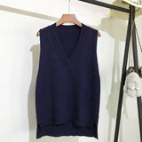 Korean Loose Wild Sweater New Chic V-neck Knitted Vest Women's Sweater Vest Sleeveless Sweater Autumn and Winter 2021