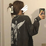 HOUZHOU Grunge Oversized Black Women Hoodies Vintage Clothes Hippie Harajuku Goth Anime White Sweatshirts Female Emo 2021