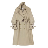 Casual Solid Women's Windbreaker Lapel Long Sleeve Double Breasted Loose Patchwork Trench Female 2022 Fashion