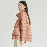VAREY LIN Winter Women 90% Duck Down Fit Coat Casual Light Feather Jacket Single Breasted Warm Parker Solid Color
