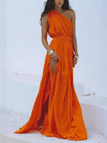 Women's Fashion New Beach Holiday Tie Rope Solid Dress Hood