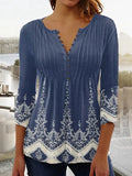 Wear Floral Printed V-neck Sleeve Pleated