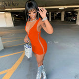 Solid Color Brooch Mini Dresses Sleeveless Sexy Casual Women Comfortable Y2K Street Style Basic Dresses Tourism