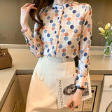 dot printing ladies shirts Women's Blouses 2021 Spring Autumn Long Sleeve Shirts Tops Blusas