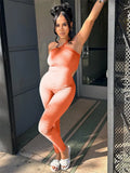 Fall Sexy Solid Bodycon Jumpsuit Fall Outfit For Women 2023 Single Camis Sports One Pieces Female Elastic