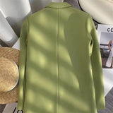 Toloer Spring And Autumn Women's Korean Version Of The New Design Sense Simple Temperament Fashion Suit Long Sleeve Coat Candy Green Suit-Outfit