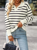 Sweaters For Women Fashion Winter Basic Oversize Pullover Ladies Soft Warm Polp Collar Blue And White Sweater Striped