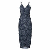 Women Bohemia V-neck Spaghetti Strap Floral Print Ethnic Autumn Beach Boho Long Dress Retro Vestidos Boho Maxi