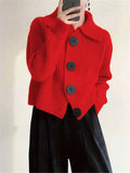Women's Loose Korean Version Of Fashion Casual Big Collar Knitted Cardigan