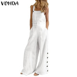 Overalls 2021 VONDA Female Solid Party Playsuits Femme Office Overalls Women Jumpsuits Femininas