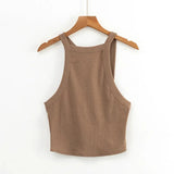 Women Asymmetric Vest Top With Curve Hem-Outfit